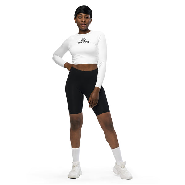 Women's White Recycled Long-Sleeve Crop Top