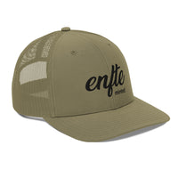 Classically styled Trucker Hat made for adventure. Complete your outfit with an  embroidered Enfte trucker cap—combine it with an  Enfte Token tee, slacks, and comfy shoes. It has a classic structured fit, adjustable plastic snapback, and a curved visor that matches its underbill. A mesh cap is a type of baseball cap.