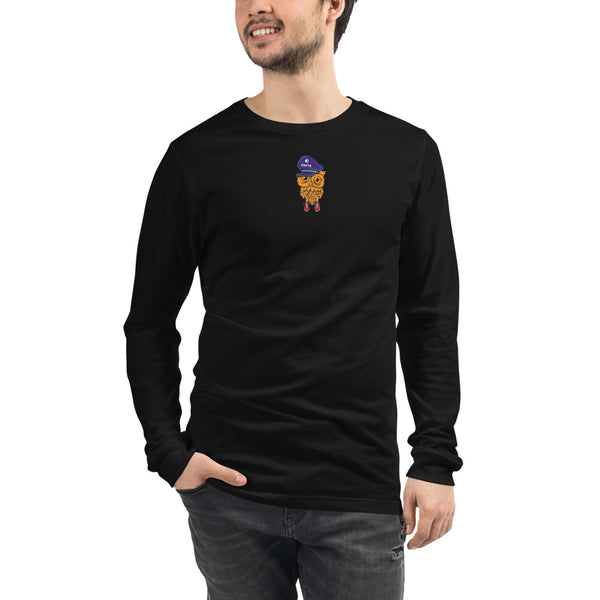 Enrich your wardrobe with a fun design by Enfte! The Cryptowl Long Sleeve Tee is perfect for the NFT connoisseur and look to combine it with your favorite jeans or layer it with a button-up shirt, a zip-up hoodie, or a snazzy jacket.